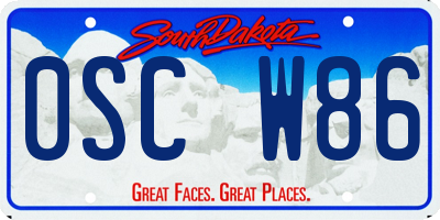 SD license plate 0SCW86