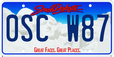 SD license plate 0SCW87