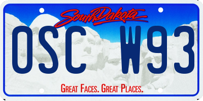 SD license plate 0SCW93