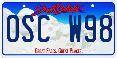 SD license plate 0SCW98