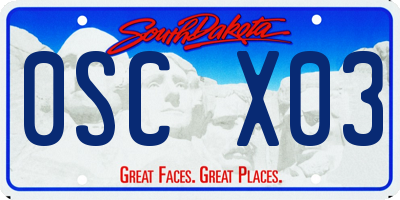 SD license plate 0SCX03