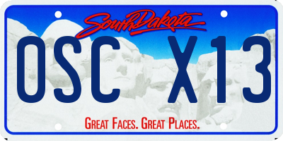 SD license plate 0SCX13