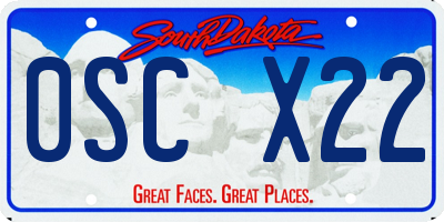 SD license plate 0SCX22