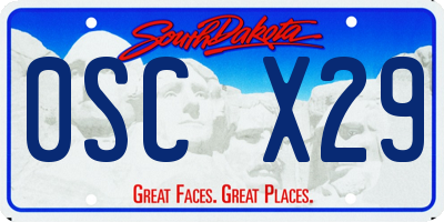 SD license plate 0SCX29