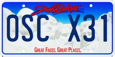 SD license plate 0SCX31