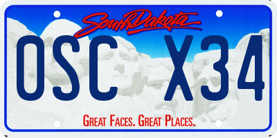 SD license plate 0SCX34