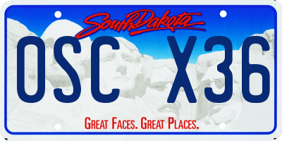 SD license plate 0SCX36