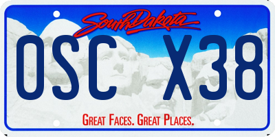 SD license plate 0SCX38