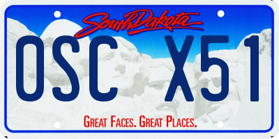 SD license plate 0SCX51