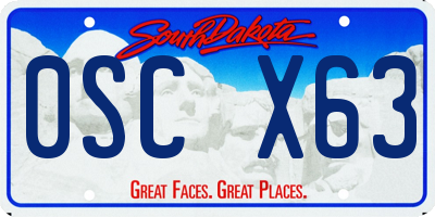 SD license plate 0SCX63
