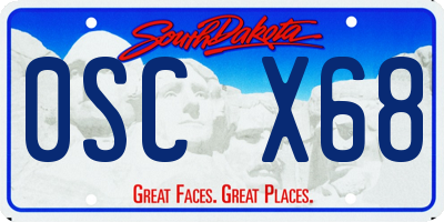 SD license plate 0SCX68