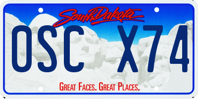 SD license plate 0SCX74