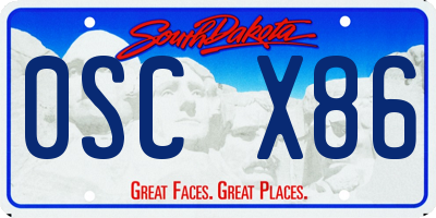 SD license plate 0SCX86