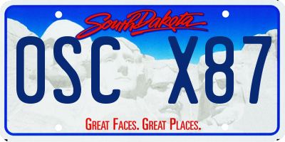 SD license plate 0SCX87