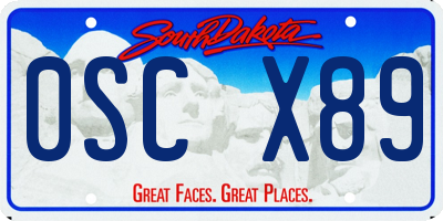 SD license plate 0SCX89