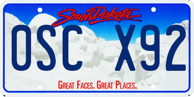 SD license plate 0SCX92