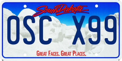 SD license plate 0SCX99