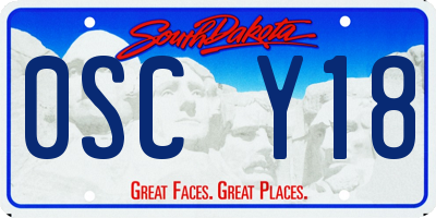 SD license plate 0SCY18