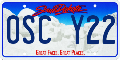 SD license plate 0SCY22