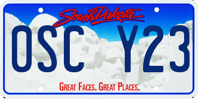SD license plate 0SCY23