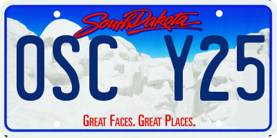 SD license plate 0SCY25