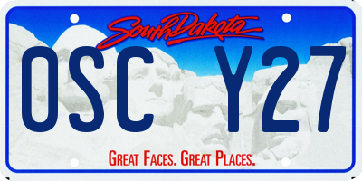 SD license plate 0SCY27
