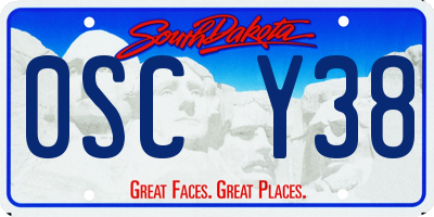 SD license plate 0SCY38