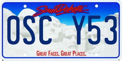 SD license plate 0SCY53