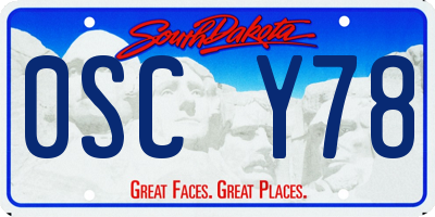 SD license plate 0SCY78