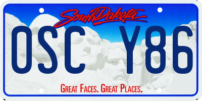 SD license plate 0SCY86
