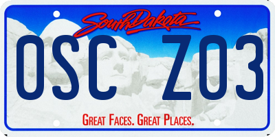 SD license plate 0SCZ03