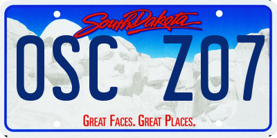SD license plate 0SCZ07
