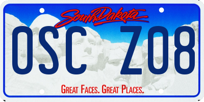 SD license plate 0SCZ08
