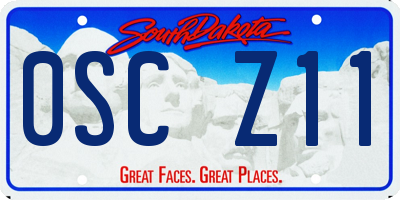 SD license plate 0SCZ11