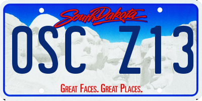 SD license plate 0SCZ13