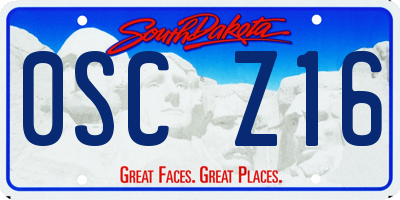 SD license plate 0SCZ16