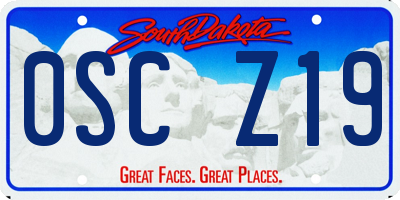 SD license plate 0SCZ19