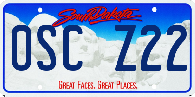 SD license plate 0SCZ22