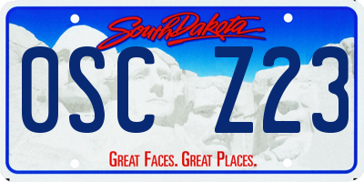SD license plate 0SCZ23
