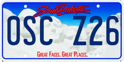 SD license plate 0SCZ26