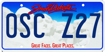 SD license plate 0SCZ27