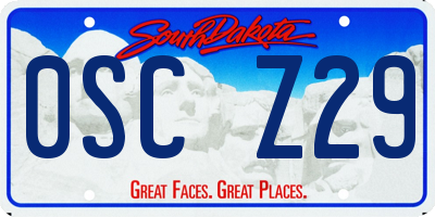 SD license plate 0SCZ29