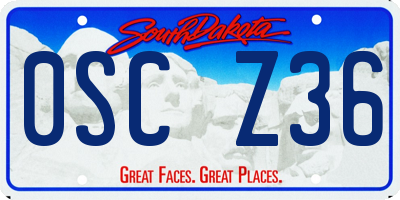 SD license plate 0SCZ36