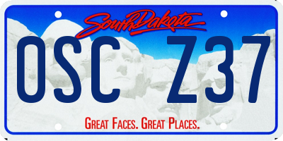 SD license plate 0SCZ37