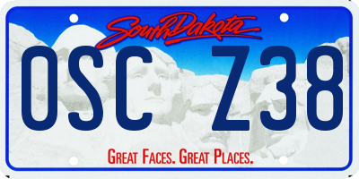 SD license plate 0SCZ38