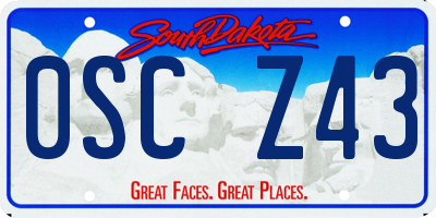 SD license plate 0SCZ43