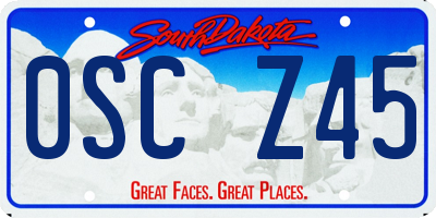 SD license plate 0SCZ45