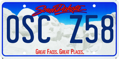SD license plate 0SCZ58