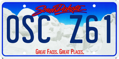 SD license plate 0SCZ61