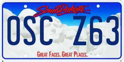 SD license plate 0SCZ63